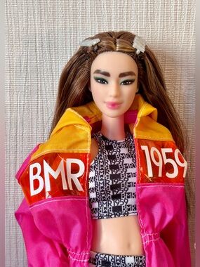 Rare Collector Barbie Brunette BMR1959 Doll with designer jacket and green boots